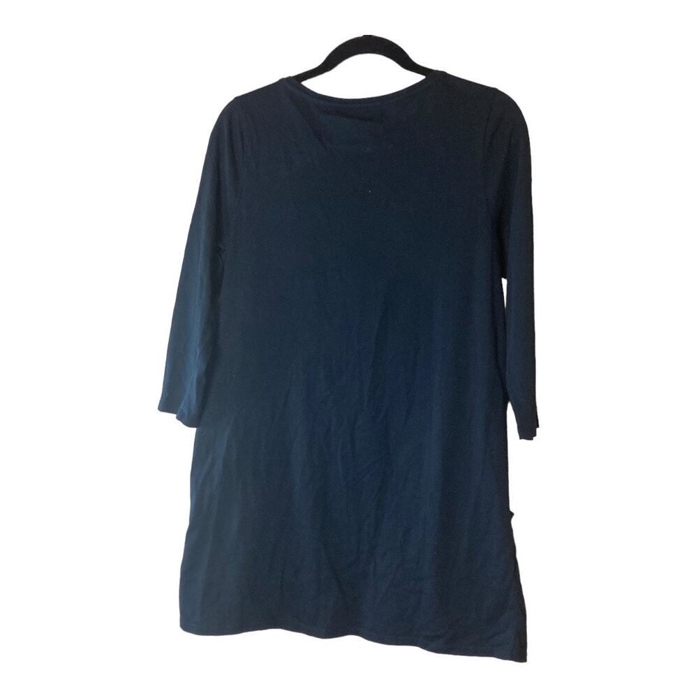 Purejill Curved Seam Tunic with 2 Pockets Black Size Small